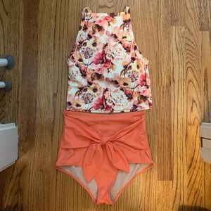 Kortni Jeane orange floral bikini and tankini